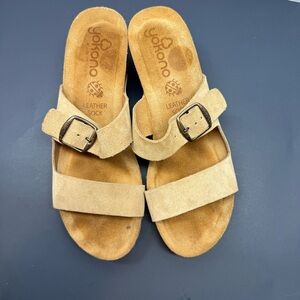 Yokono‎ Women’s Tan Suede Leather Slip-On Sandals Size 8 Comfort Clogs Spain